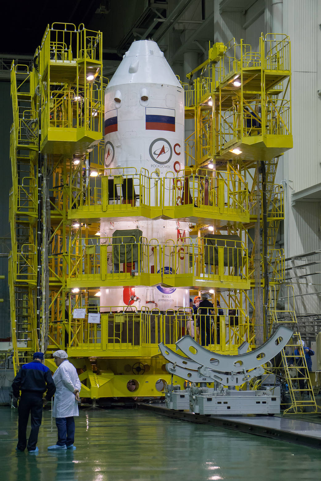 The Soyuz MS-02 Spacecraft is Enclosed in its Work Platform