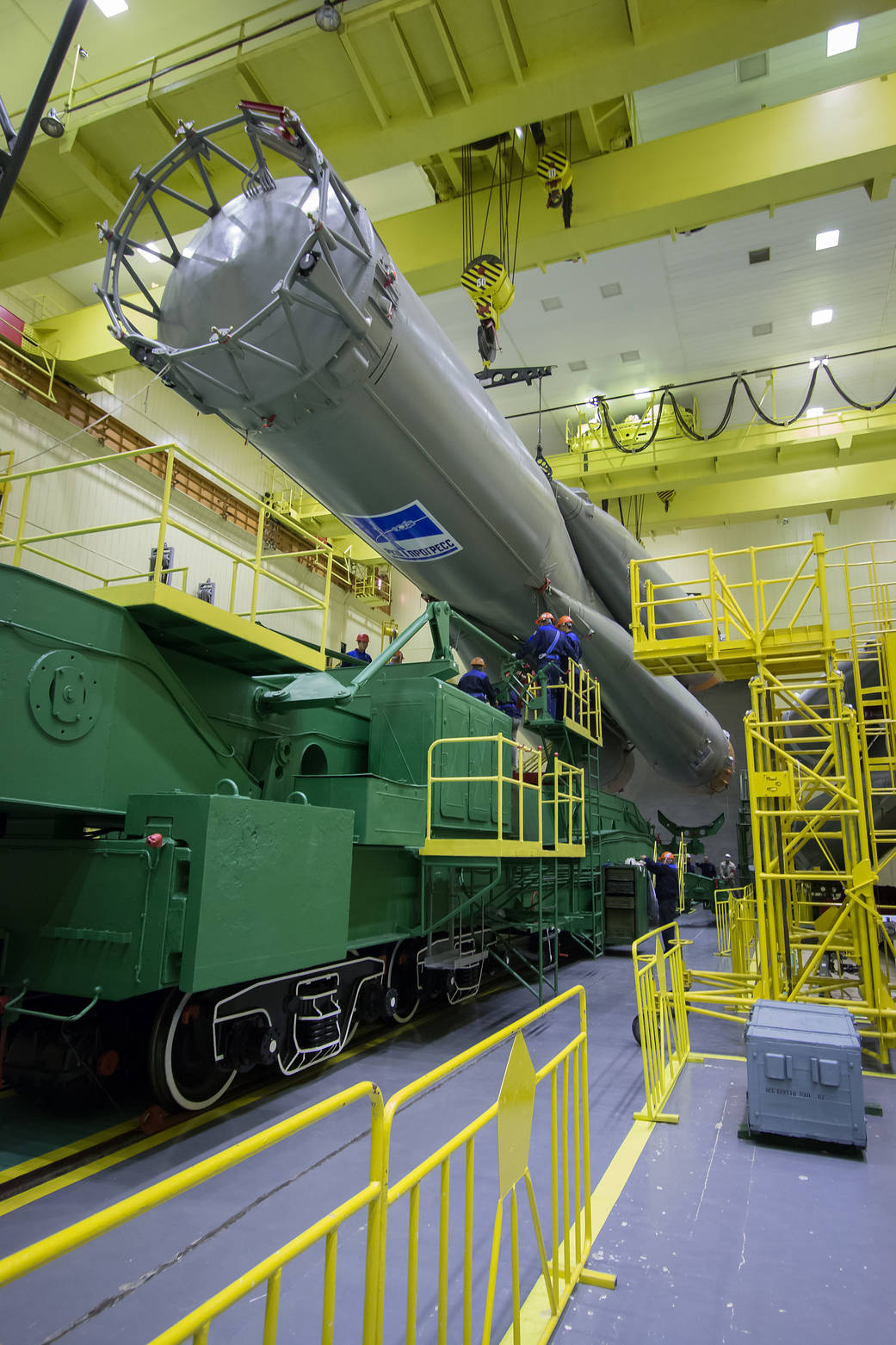 The Soyuz Rocket and Soyuz MS-02 Spacecraft are Assembled