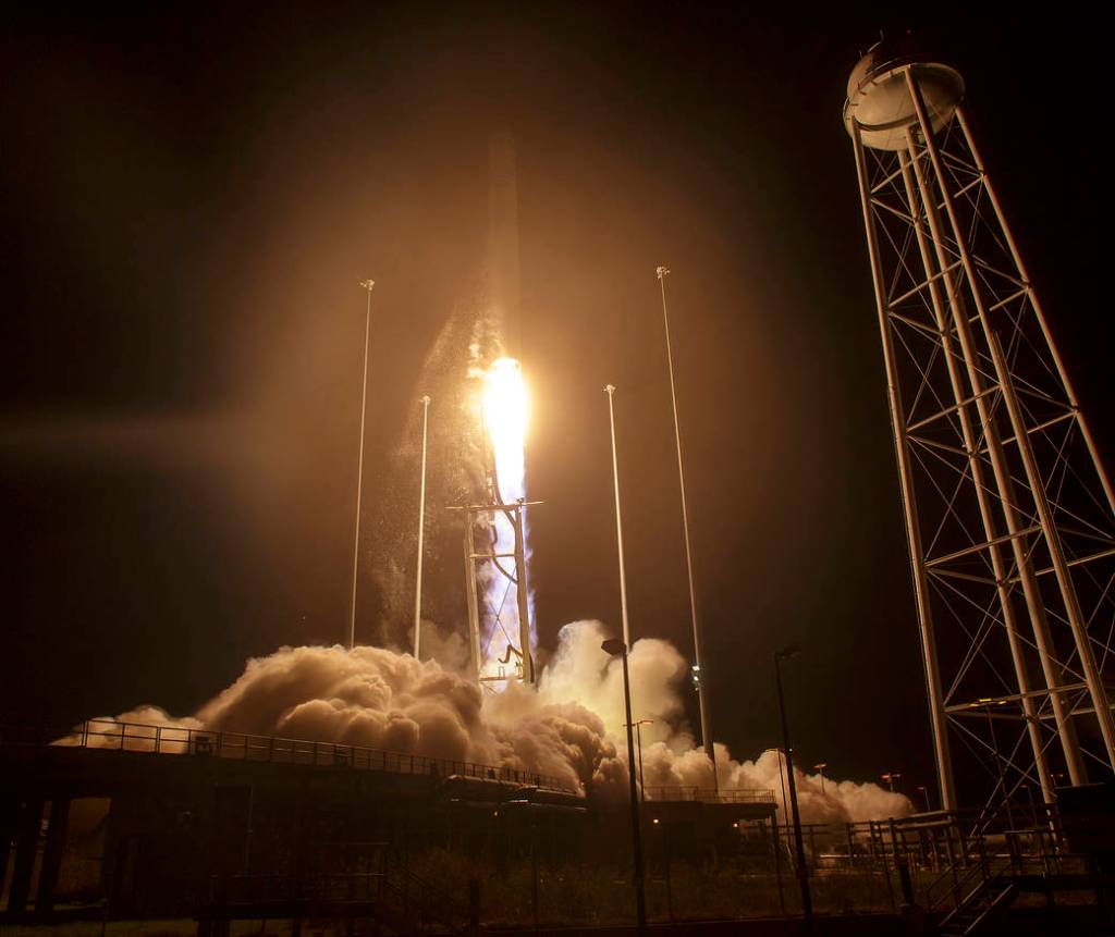 Liftoff of Antares Rocket From NASA Wallops Flight Facility, Virginia