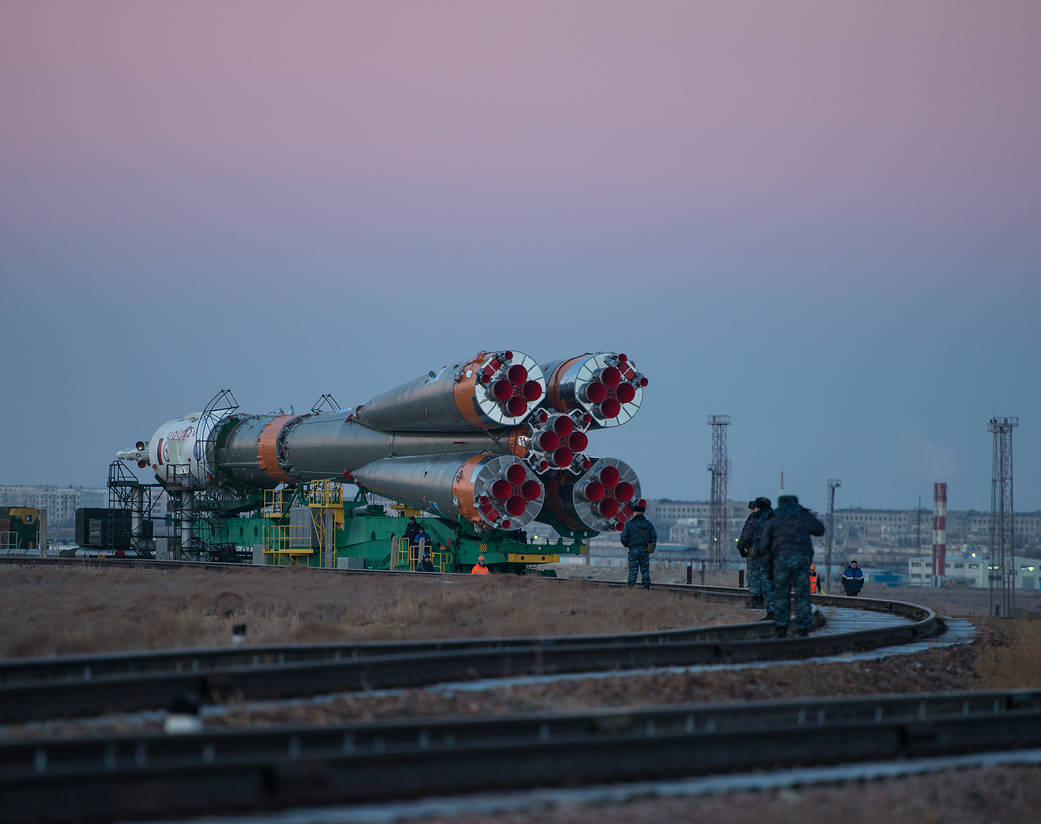 The Soyuz MS-03 Rocket Rolls Out to its Launchpad