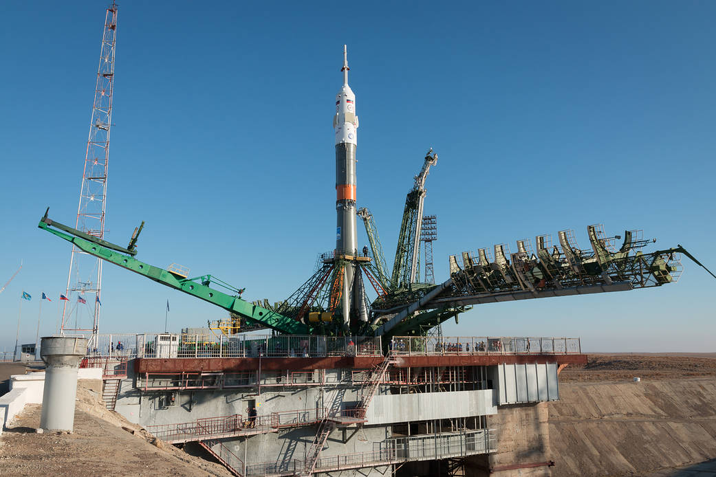 The Soyuz MS-03 Rocket Stands at its Launchpad