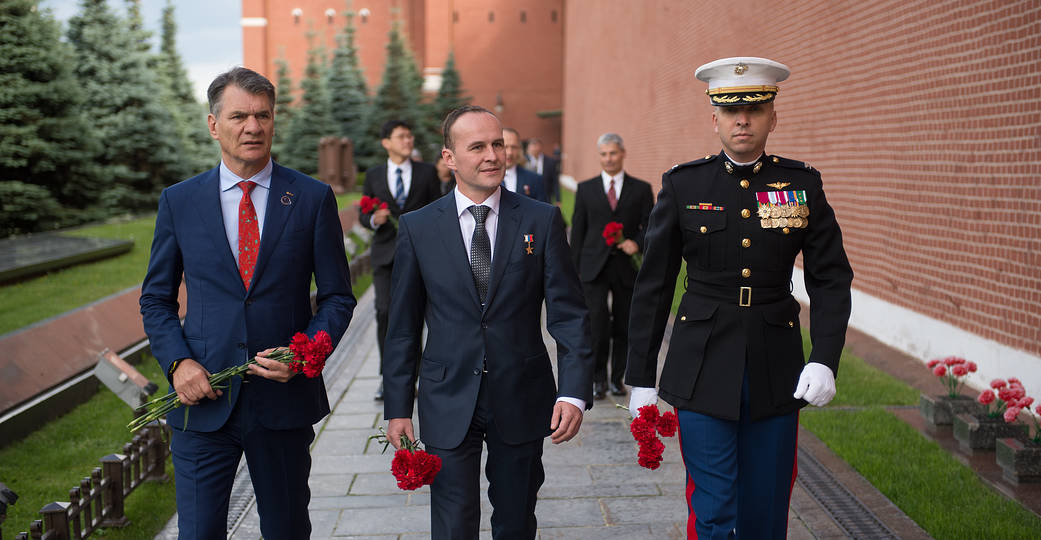Expedition 52-53 Crew Members During Traditional Pre-launch Ceremonies