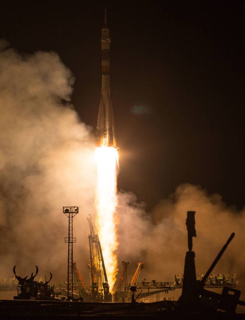 The Soyuz MS-08 Rocket is Launched with Expedition 55 Crew Members