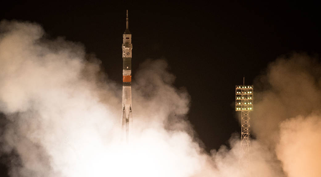 The Soyuz MS-08 Rocket is Launched with Expedition 55 Crew Members