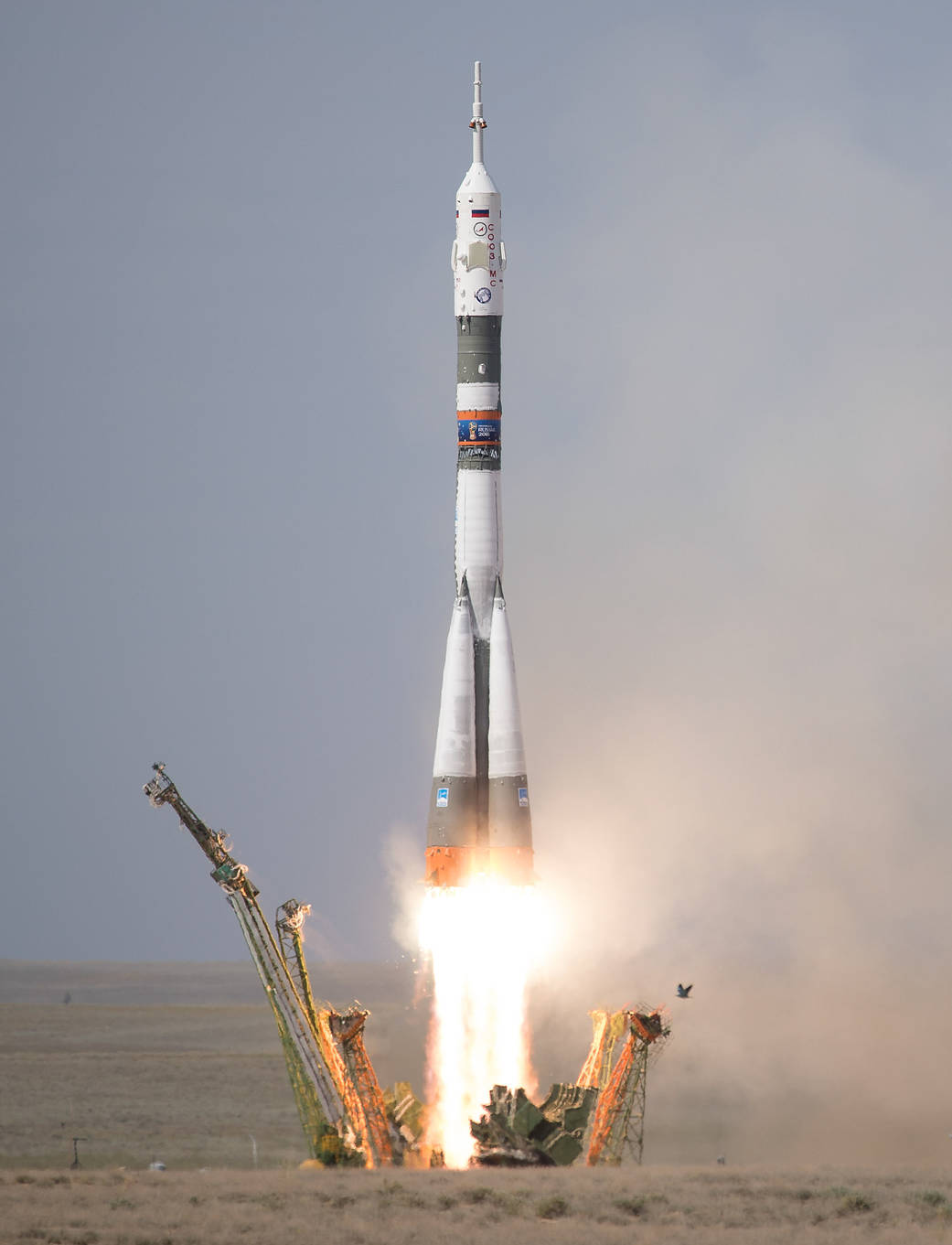 The Soyuz MS-09 rocket is launched