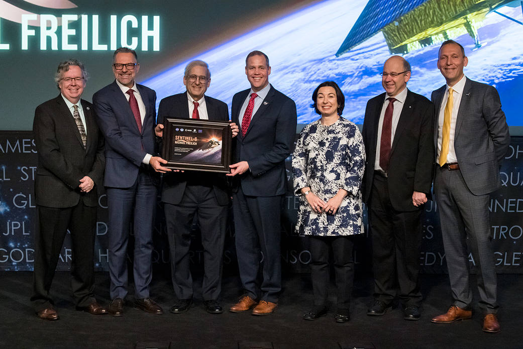 From left to right, National Oceanic and Atmospheric Administration (NOAA) assistant administrator for Satellite and Information