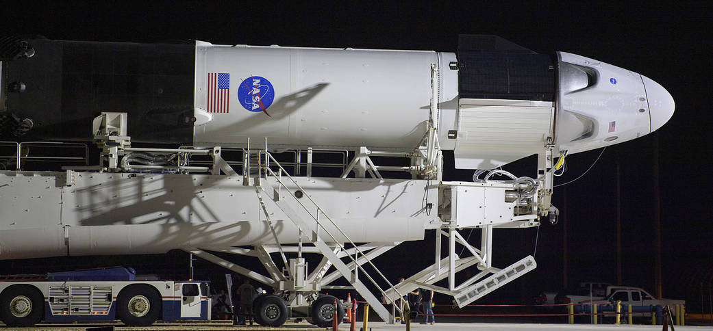 SpaceX Falcon 9 rocket with the company's Crew Dragon spacecraft onboard