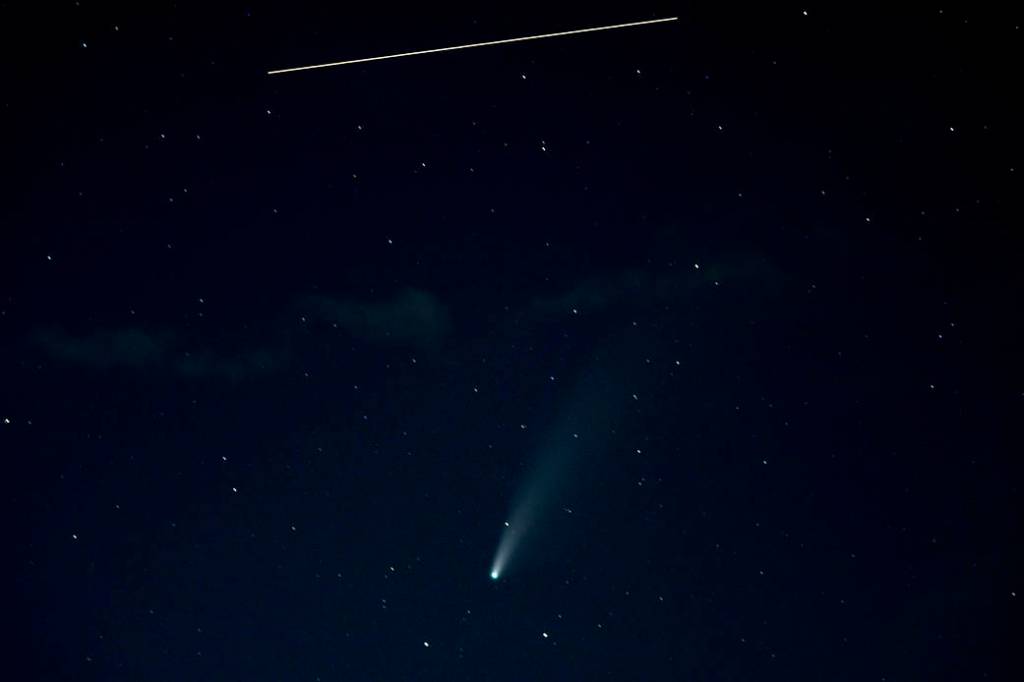International Space Station and Comet NEOWISE