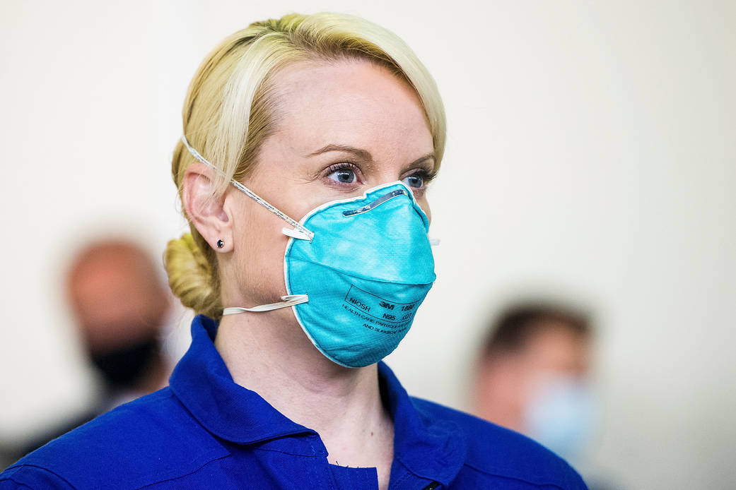 NASA astronaut Kate Rubins arrives for Soyuz qualification exams