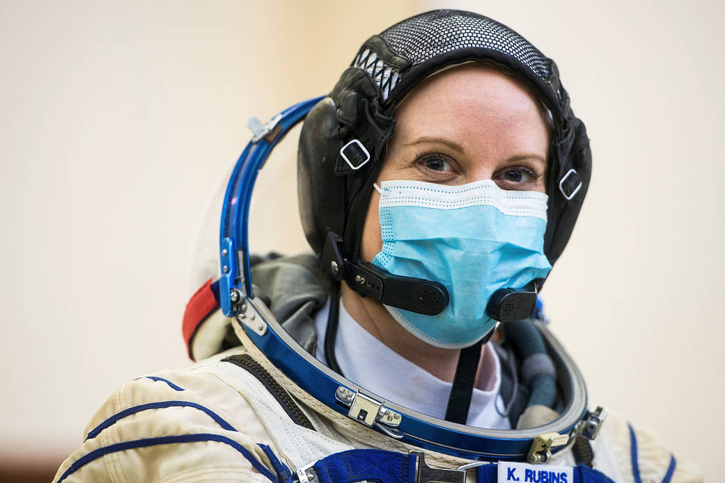 NASA astronaut Kate Rubins is seen during Soyuz qualification exams