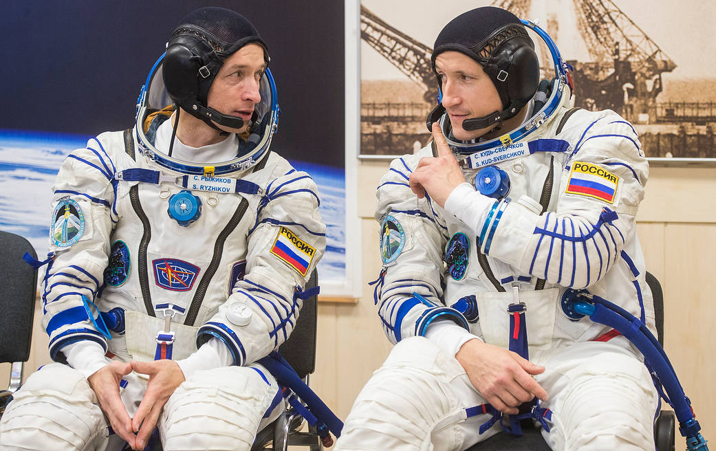 Cosmonauts Sergey Ryzhikov and Sergey Kud-Sverchkov