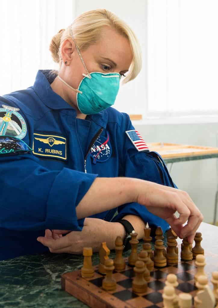 Expedition 64 crew member Kate Rubins of NASA
