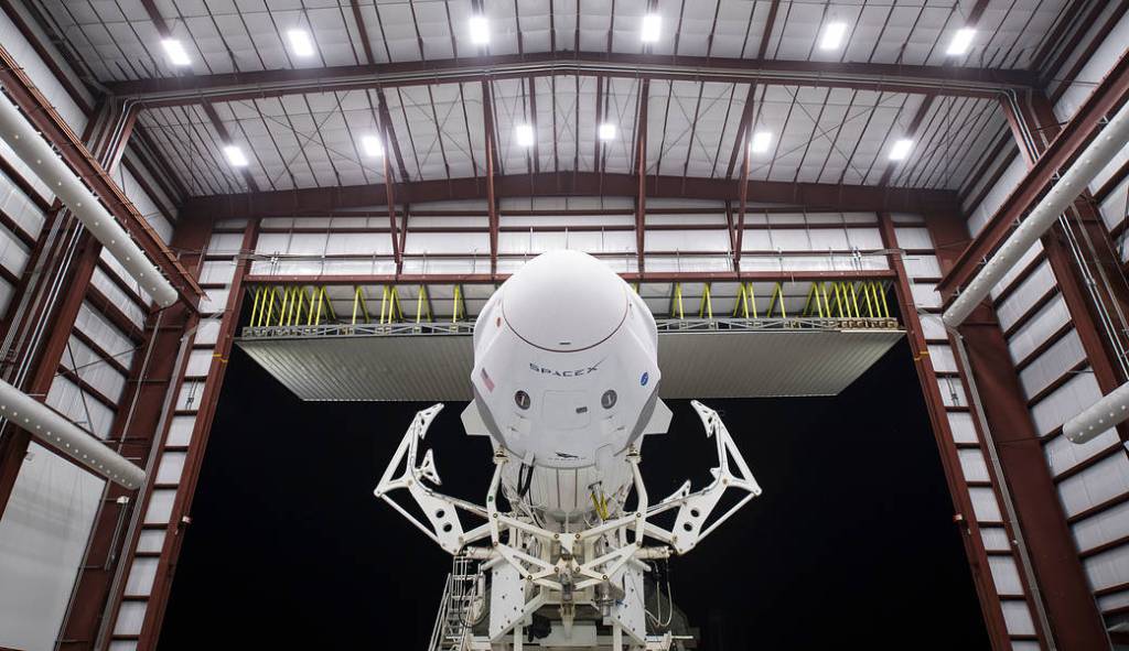 The SpaceX Crew Dragon rolls out to the launch pad