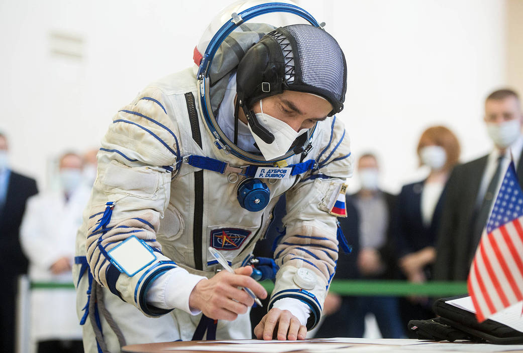Expedition 65 crew member Pyotr Dubrov of Roscosmos
