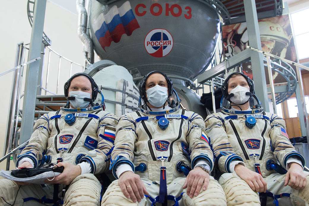 Expedition 65 backup crew members during Soyuz qualification exams