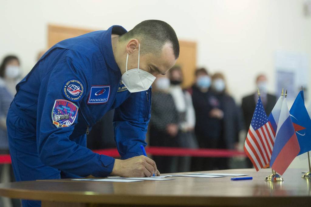 Expedition 65 crew member Pyotr Dubrov of Roscosmos