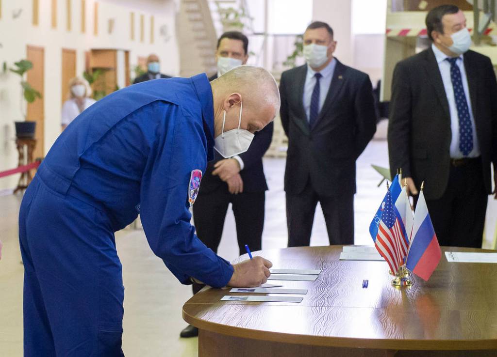 Expedition 65 crew member Oleg Novitskiy of Roscosmos