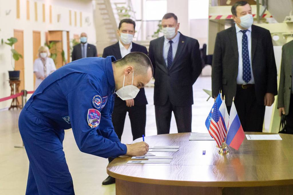Expedition 65 crew member Pyotr Dubrov of Roscosmos