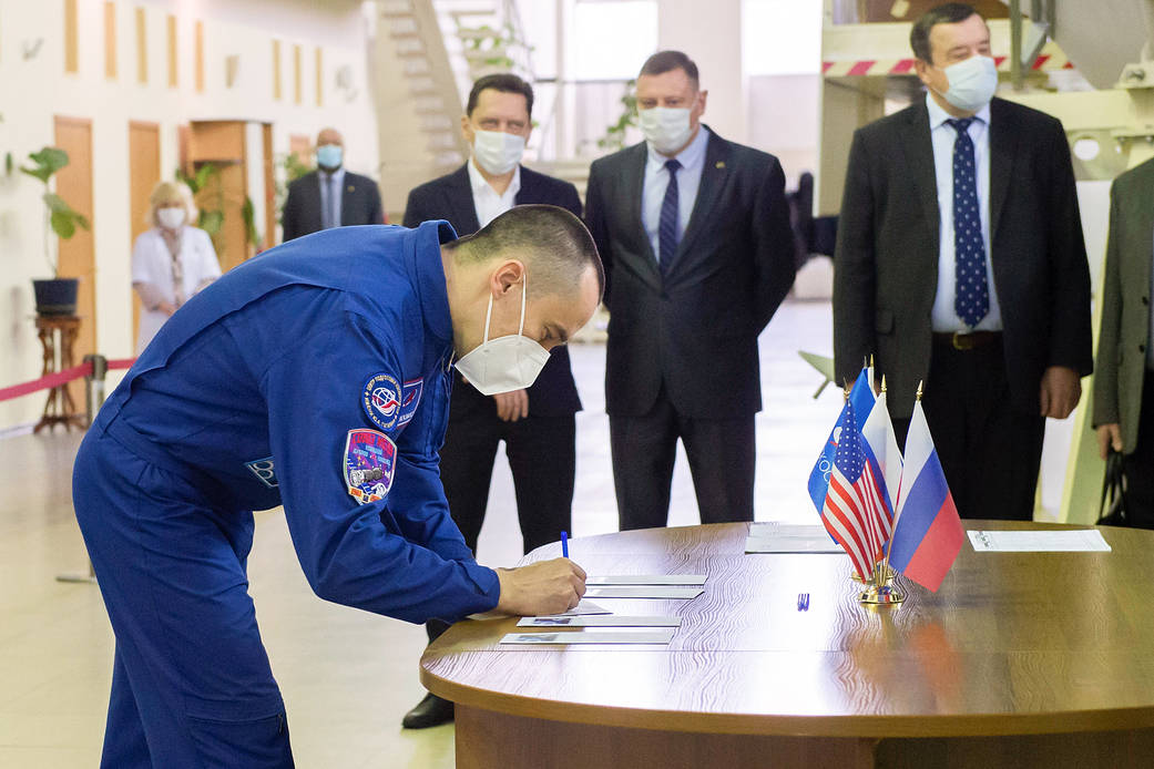 Expedition 65 crew member Pyotr Dubrov of Roscosmos