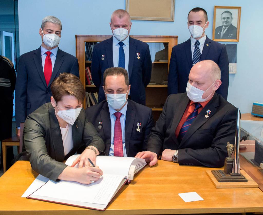 Anne McClain guest book at the Memorial study of Yuri Gagarin