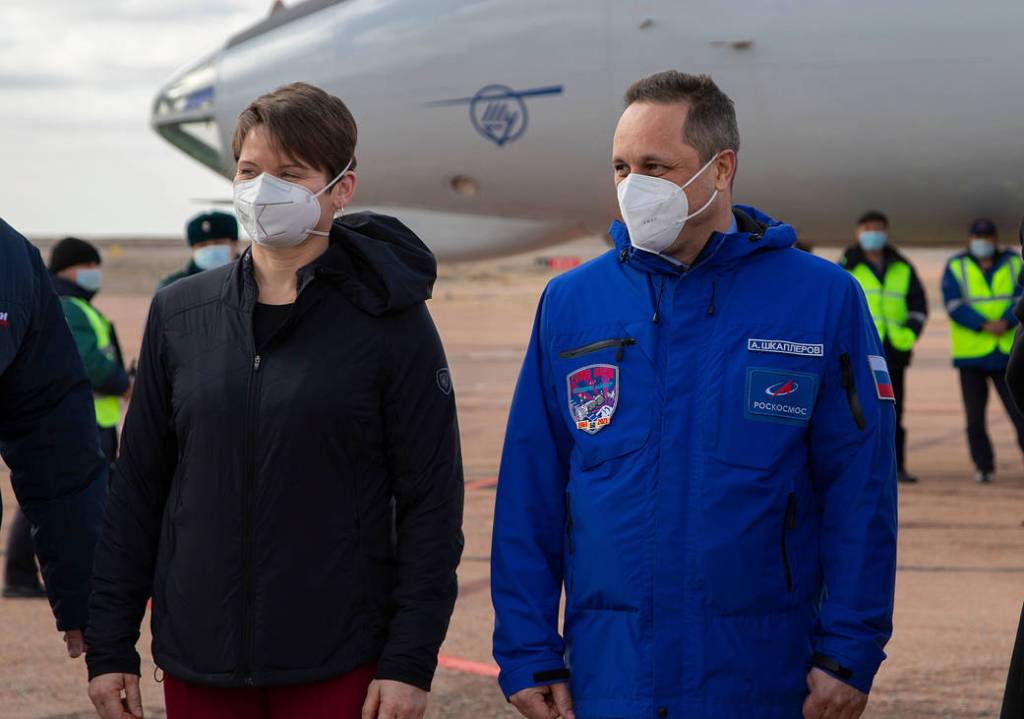Expedition 65 backup crew members after arriving in Baikonur