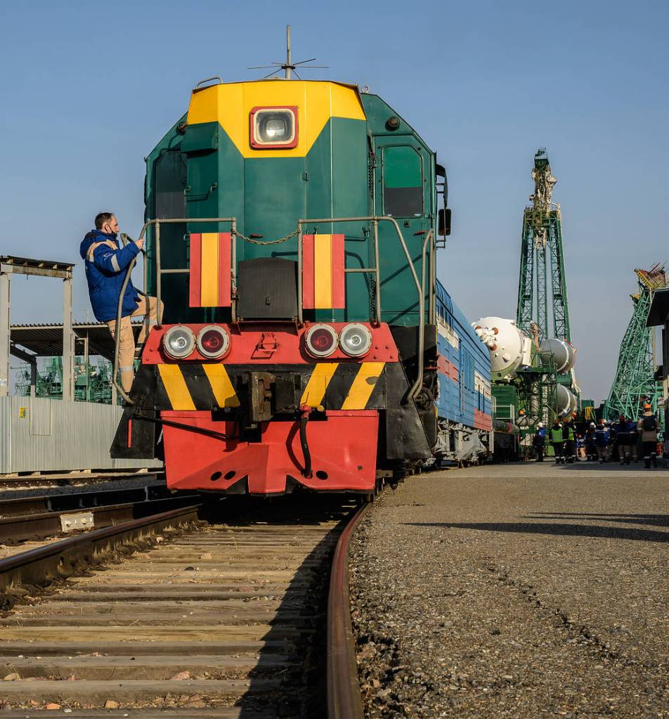 The Soyuz MS-18 rocket rolls out