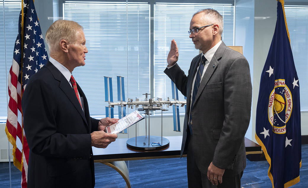 NASA Administrator Bill Nelson swears in James Free as associate administrator for the Exploration Systems Development Mission Directorate.