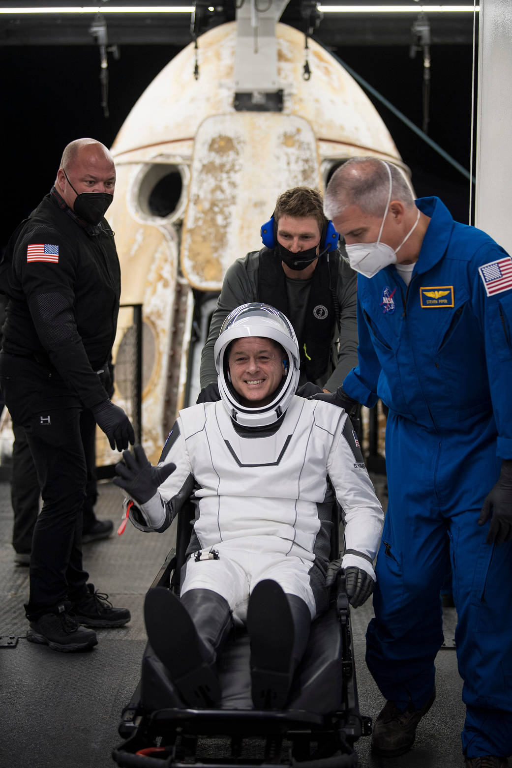 SpaceX Crew-2 astronaut Shane Kimbrough after exiting Endeavour
