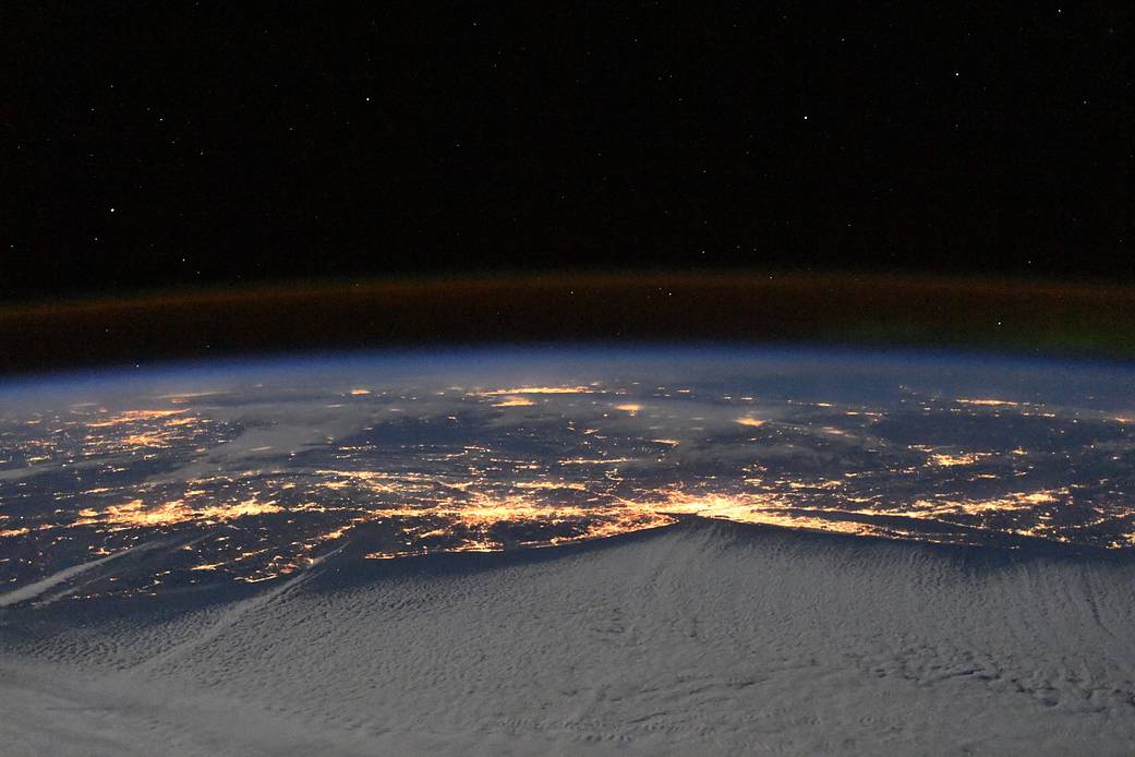 east coast at night from space station