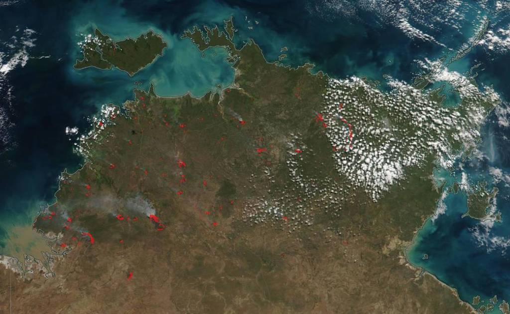 Grass and Scrub Fires Intermingle with Permit Fires in Northern Territory of Australia
