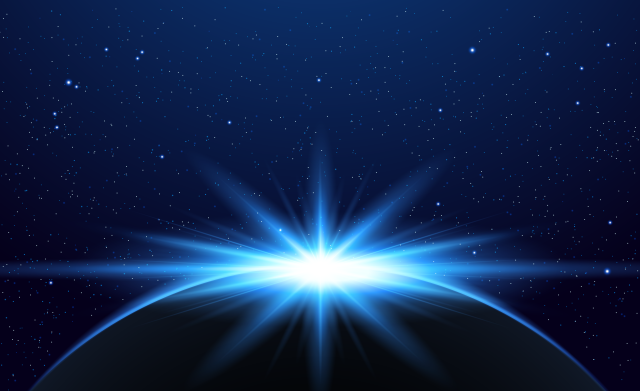 Illustration of sun rising behind the earth