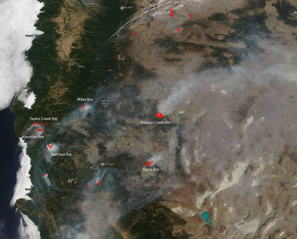 Fires in Oregon and California