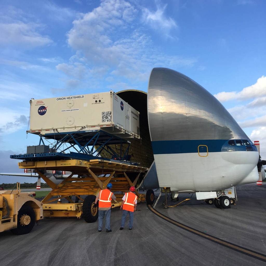 Orion Heat Shield for Exploration Mission 1 Arrives at NASA’s Kennedy Space Center in Florida