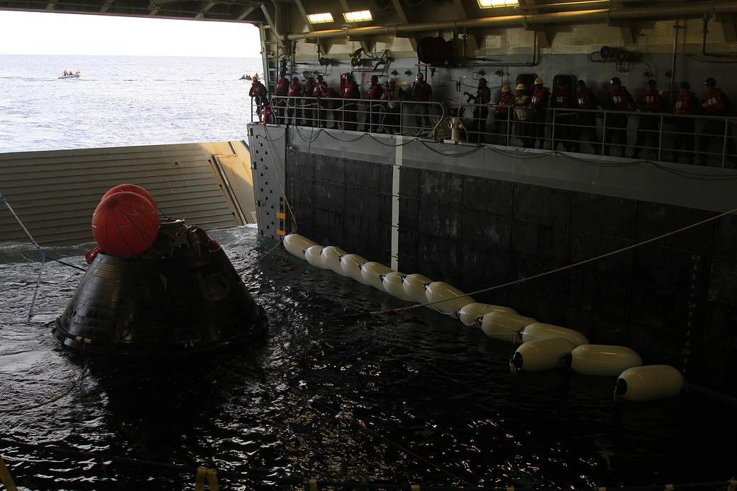 Orion on the Well Deck of USS Anchorage