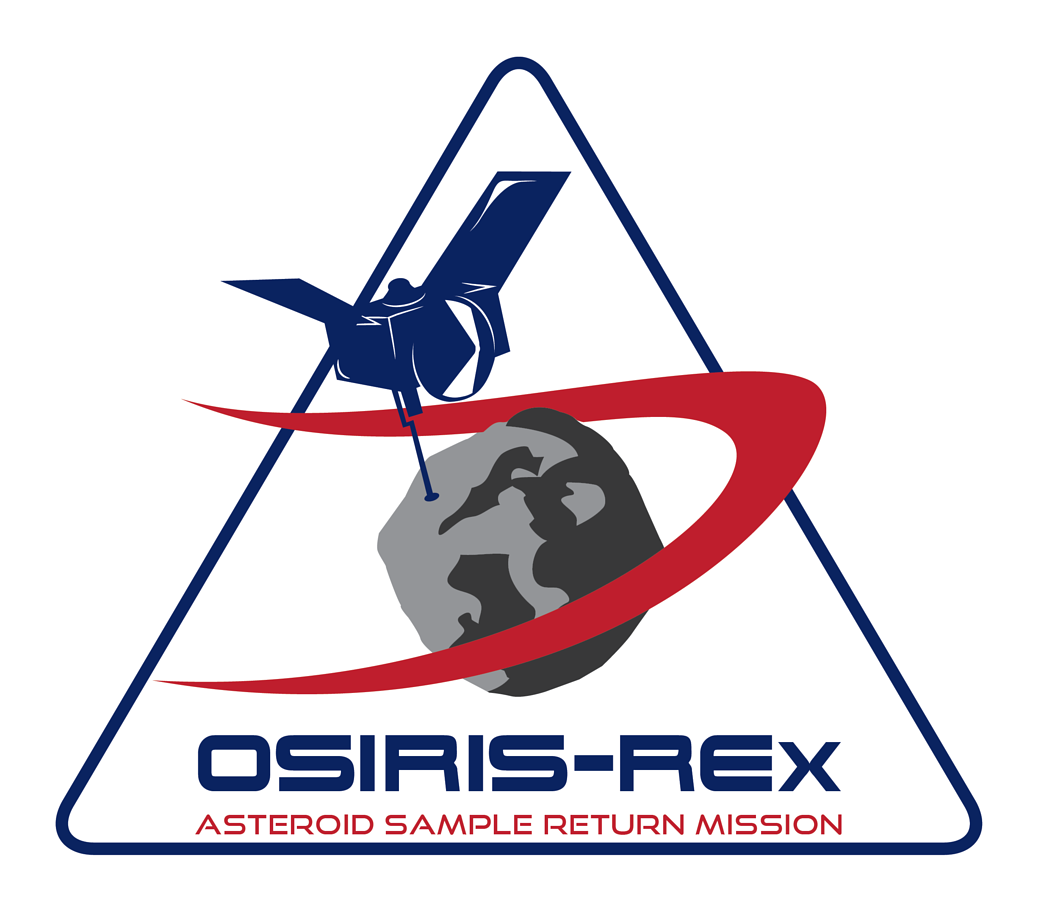 Mission logo - spacecraft circling an asteroid with vector