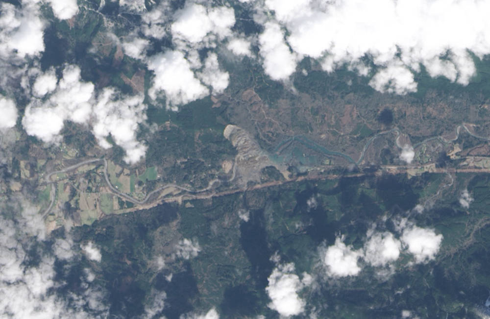 On March 22, 2014, a rainfall-triggered landslide near Oso, Washington sent muddy debris spilling across the North Fork of the S