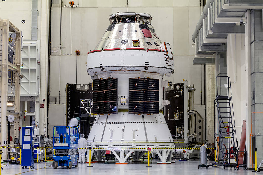 Two of Orion’s four recently installed solar array wings 