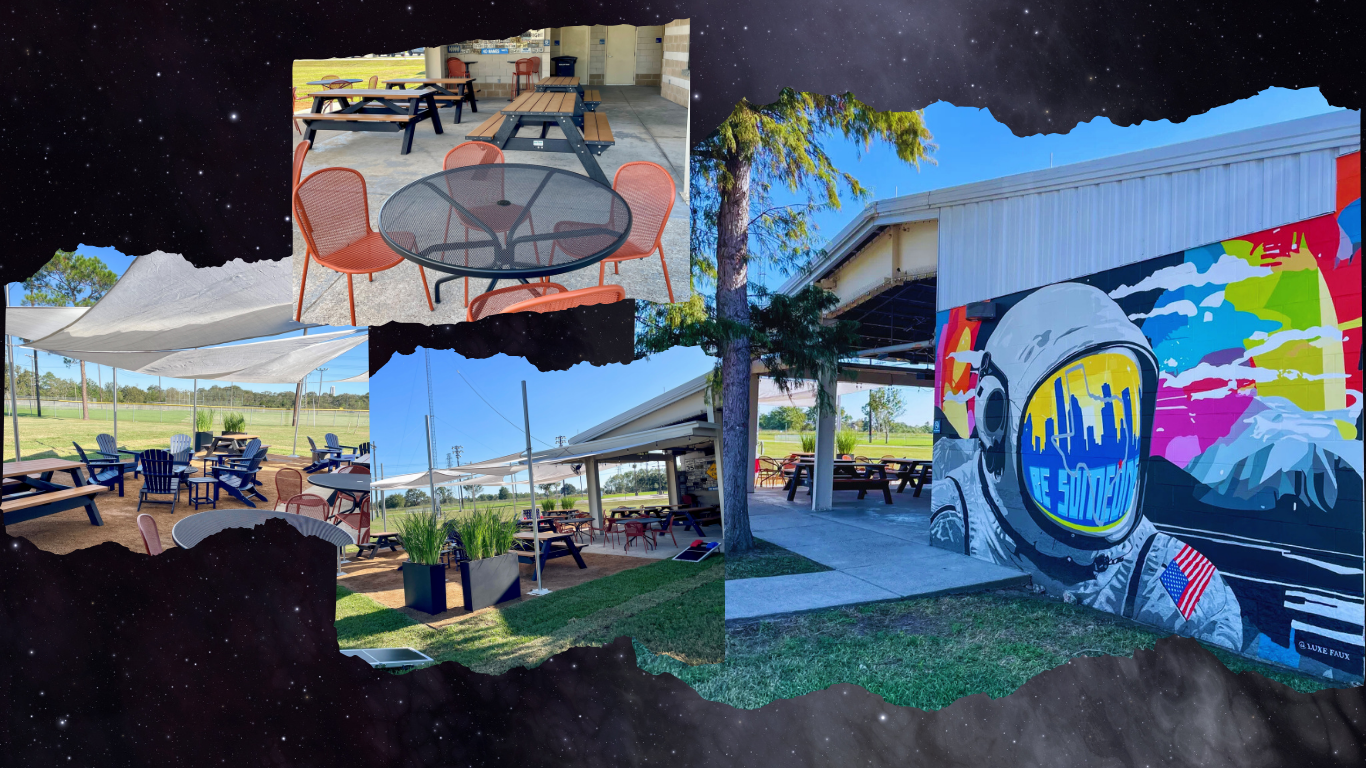 A collage of the Tranquility Base Pavilion at JSC's B208.
