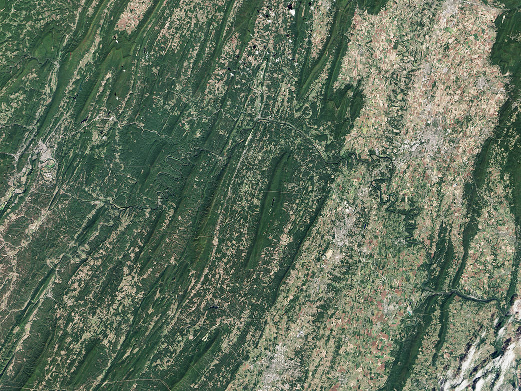 Satellite image of western Maryland and West Virginia