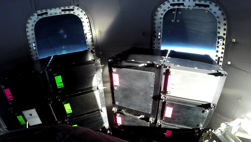 Payload racks inside New Shepard Crew Capsule.