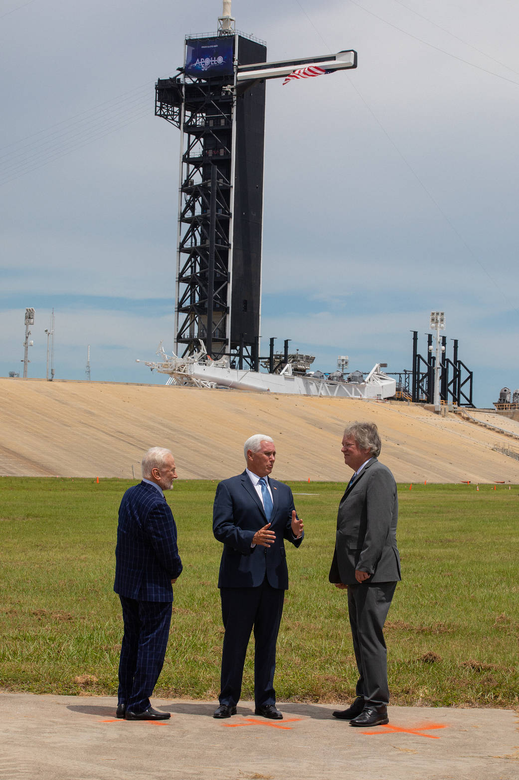 Vice President Mike Pence visits Launch Complex 39A at Kennedy Space Center in Florida on July 20, 2019.