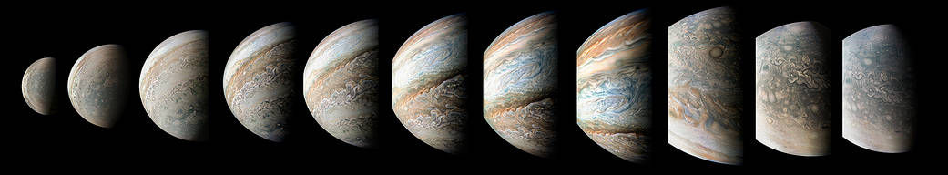 Sequence of color-enhanced images of Jupiter
