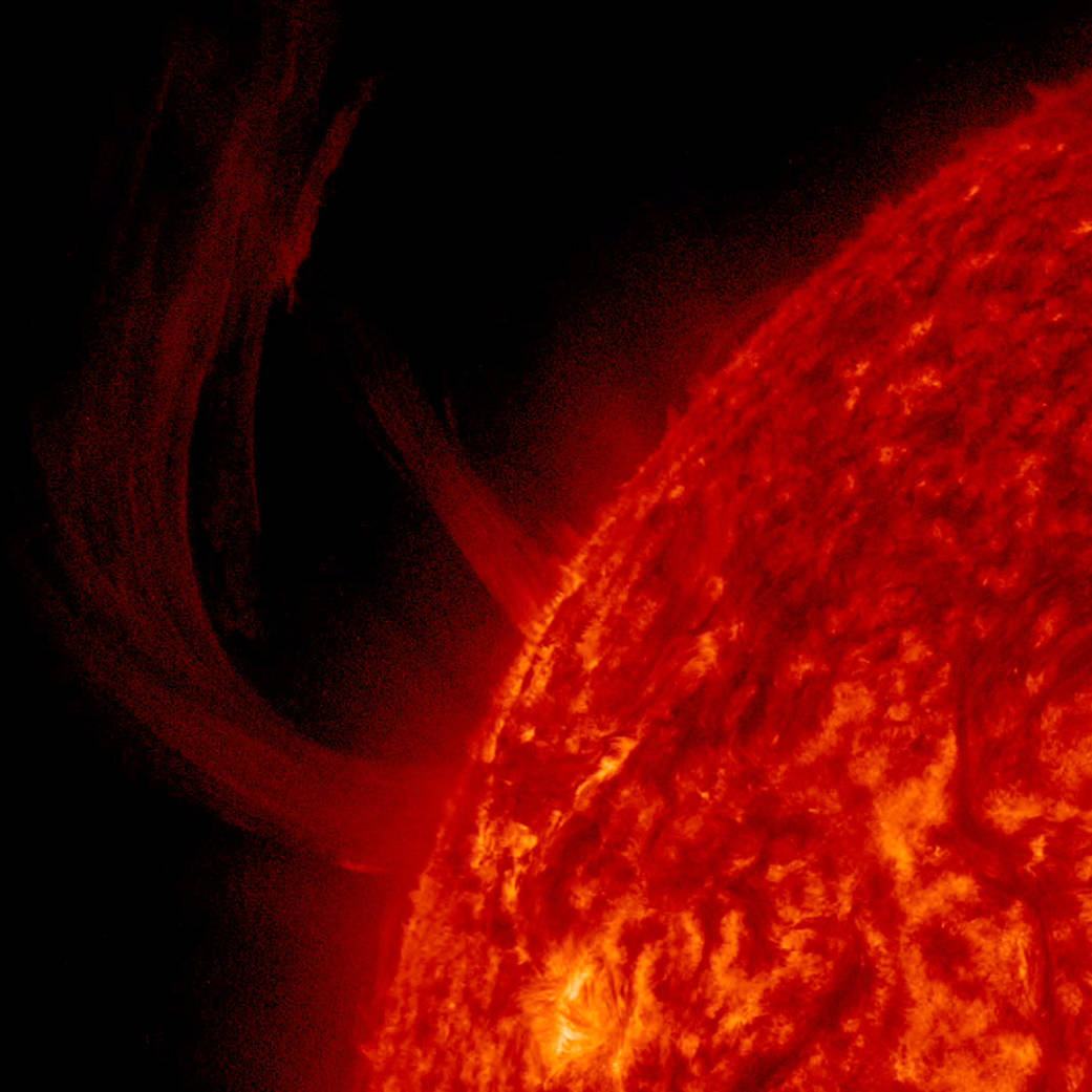 At one point, as a solar prominence erupted into space, it seemed to create the Greek letter Pi (July 4, 2015).