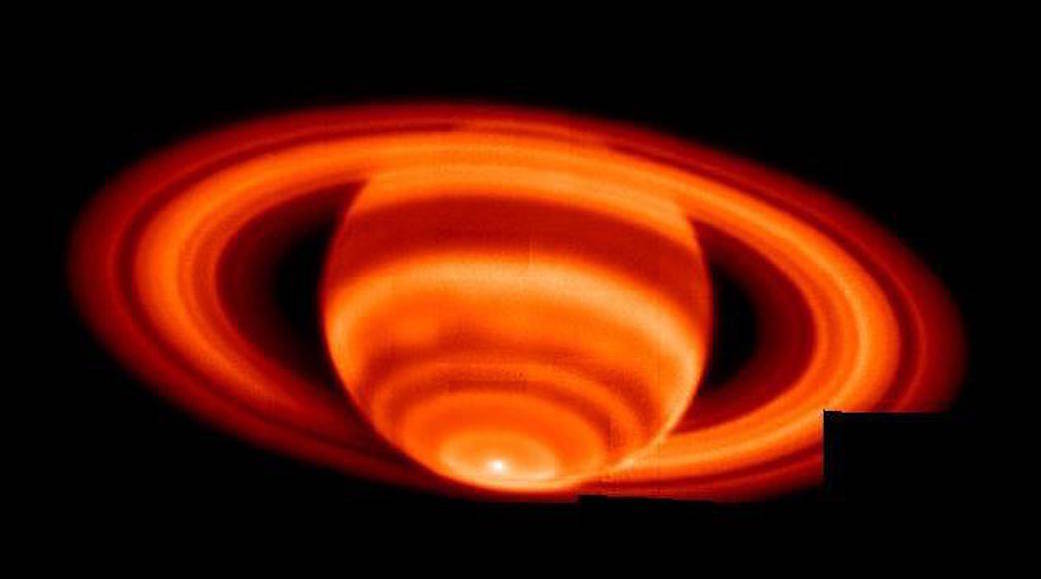 Image of Saturn showing temperatures