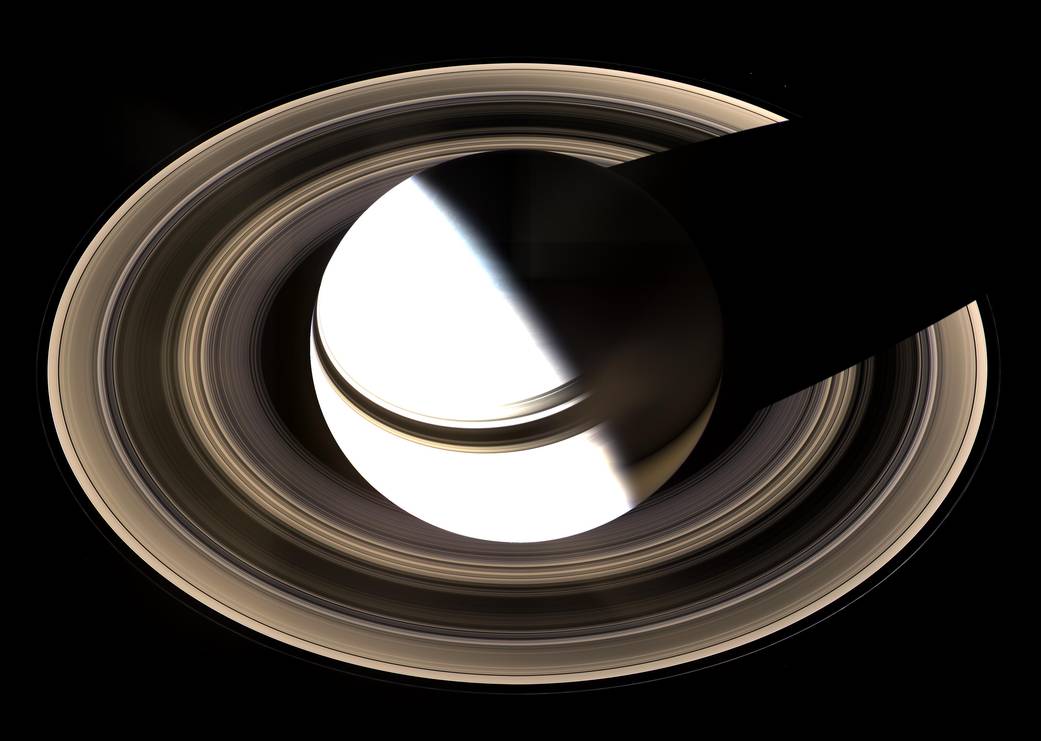 On Jan. 19, 2007, the Cassini spacecraft took this view of Saturn and its rings -- the visible documentation of a technique call