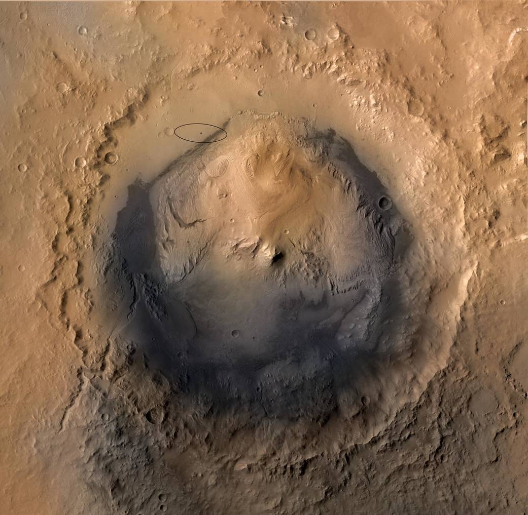 Gale Crater on Mars imaged from orbit