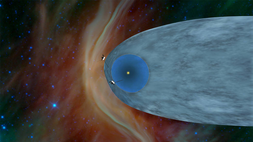 This artist's concept shows the general locations of NASA's two Voyager spacecraft