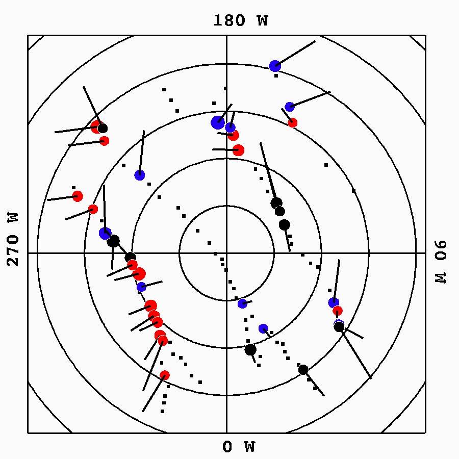 This graphic plots the source locations of the geysers scientists have located on Enceladus' south polar terrain