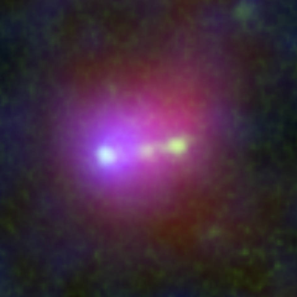 Three-headed galactic blob