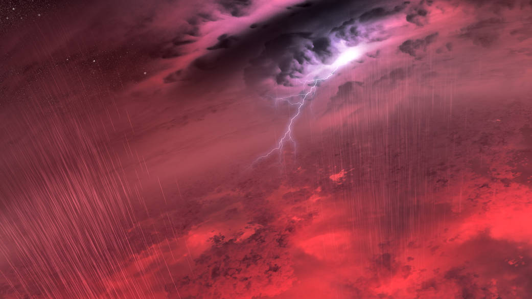 This artist's concept shows what the weather might look like on cool star-like bodies known as brown dwarfs